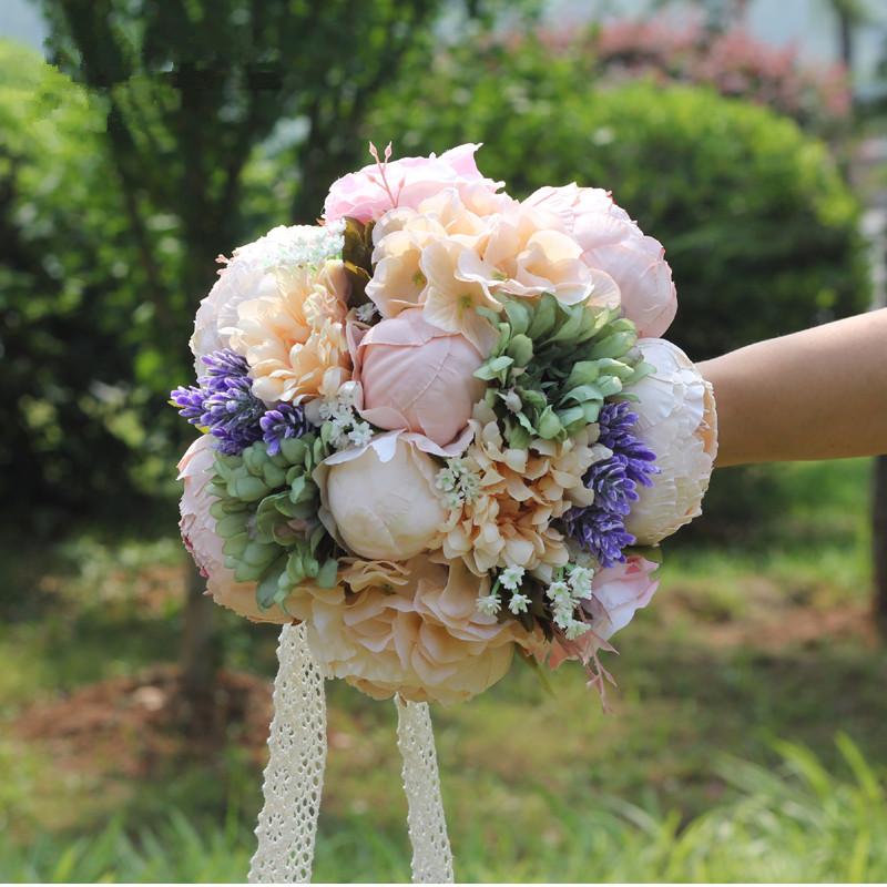 

2pcs/pack Artificial Peony Flower Wedding Bride Bouquet Flower Bridesmaid Event Party Props Wedding Live Decorative, 2pcs peony bouquet