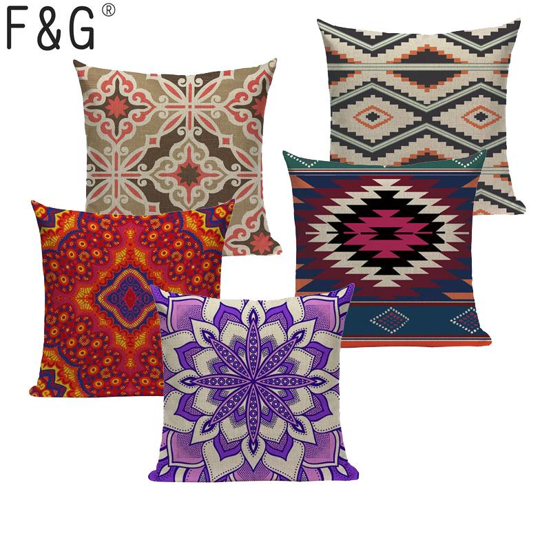 

Bohemia Cushion Cover Ethnic Geometry 1 Side Print Cotton Linen 45*45cm Square Pillowcase Home Car Decor Cojines Almofadas