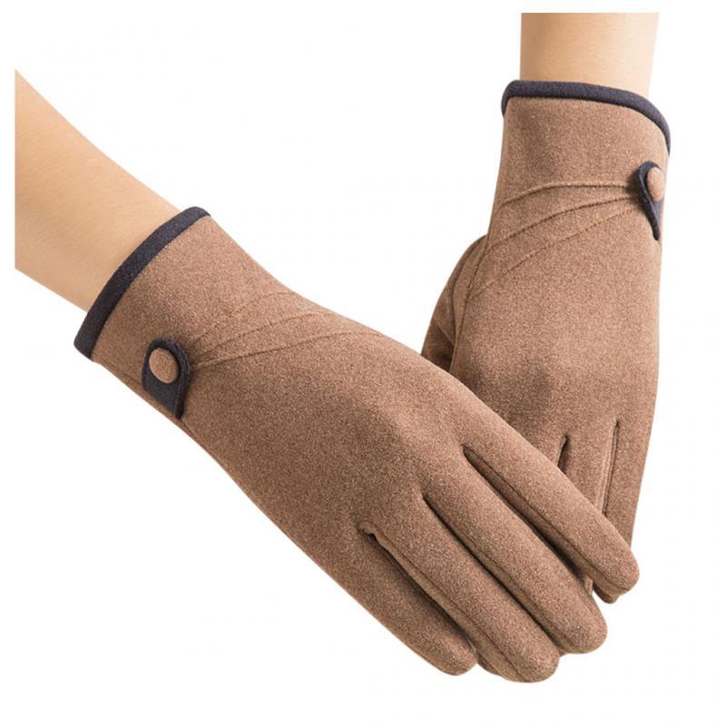 

Ladies Warm Gloves Winter Ladies Outdoor Riding Driving Plus Velvet Thick Velvet Touch Screen Windproof Solid Female Gloves