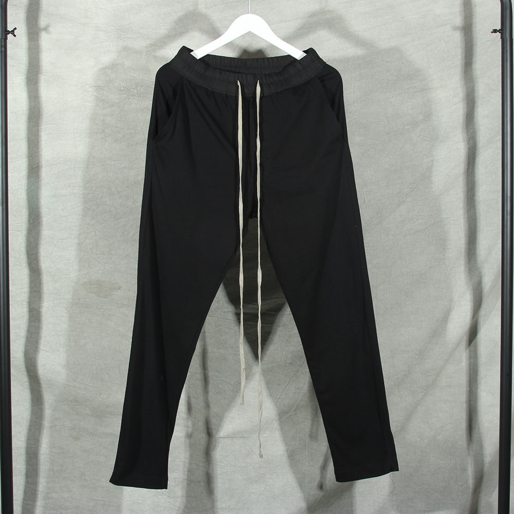 

Pants Elastic Solid Color Sweatpants High Street Oversized Hip-hop Men Women Couples 100% Cotton Pant, Black