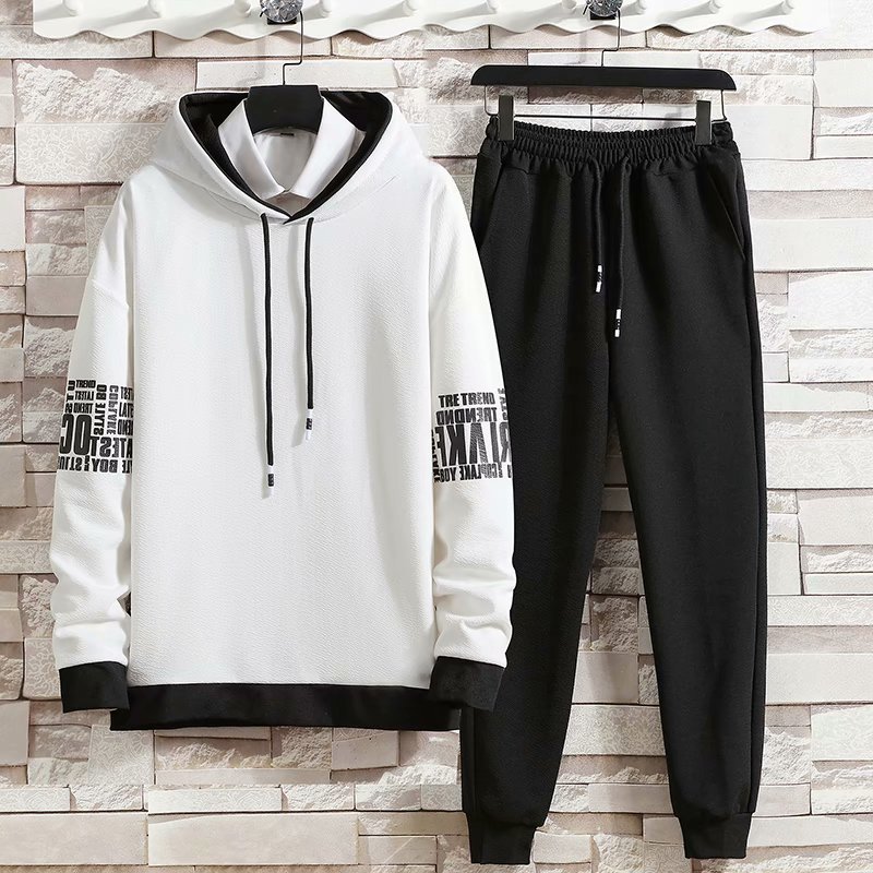 

Spring Autumn Men's Sets Hip Hop Long sleeve pullover Hoodies+ Elastic Waist jogger Casual Pants Fashion Sets Men Clothing Sets, Dark grey
