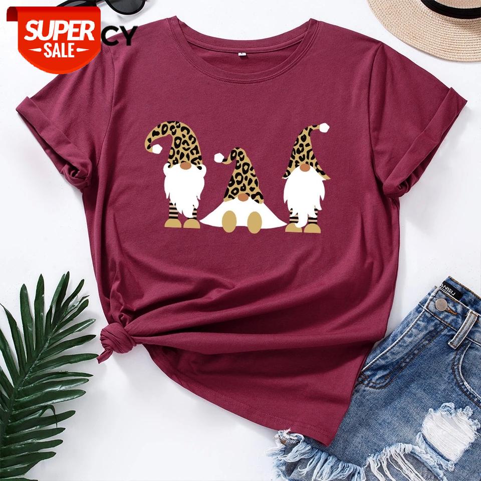

JFUNCY Short Sleeve Women's Cotton T-shirt Santa Claus Christmas T Shirts Female Graphic Tees Tops Lady Tshirt #yC7r, White