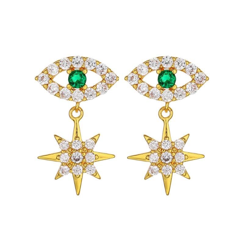 

New Arrival Free Shipping Eye Earrings Snowflake Shiny Rhinestone Stud Earrings Women Golden Star