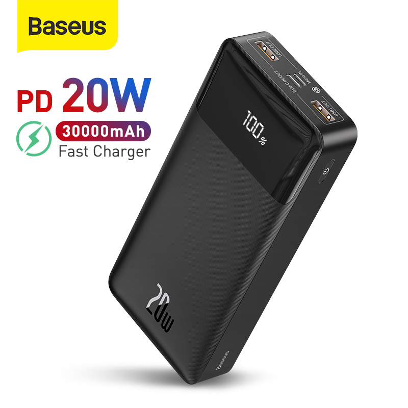 

Baseus 30000mAh Power Bank PD 20W Fast Charging Portable Charger External Battery Pack Powerbank For iPhone 11 Xiaomi PoverBank