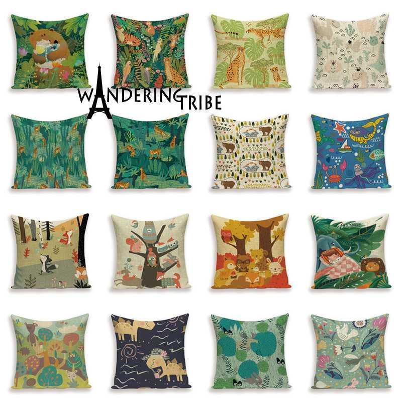 

Jungle Plant Cushion Cases Cute Tiger Home Decoration Pillow Cover Cushions Covers Animal Sofa Pillowcase Linen Cushion Kissen1, L1740-1