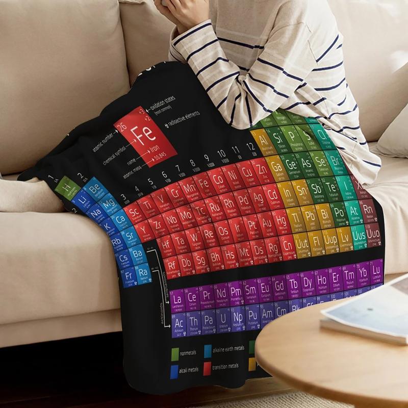 

School Throwing Blanket Periodic Table Soft Warm Blanket Bed Fleece Flannel Warm Gift Family Friends G2
