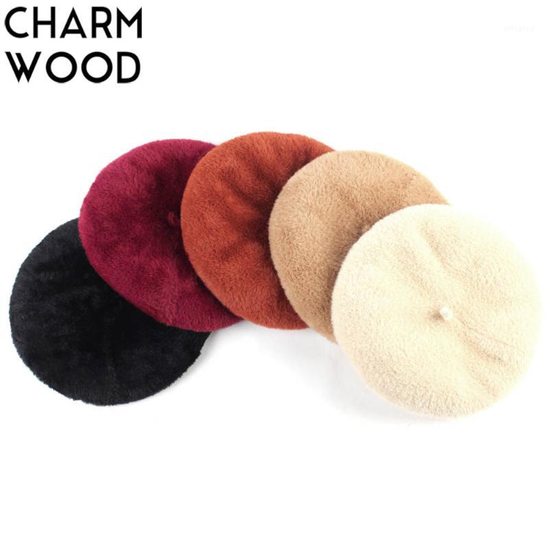 

Berets Women's Winter Beret Hat 2021 Warm Wool For Women Mink French Artist Female Drop 1, Beige