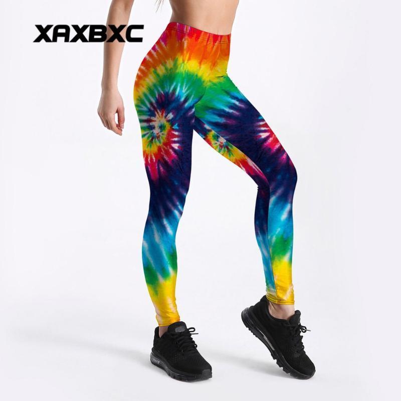 

New Tie Dye Rainbow Vortex 3D Prints Elastic Slim GYM Fitness Push Up Sexy Women Sport Yoga Pants Female Leggings Plus Size1, 4065