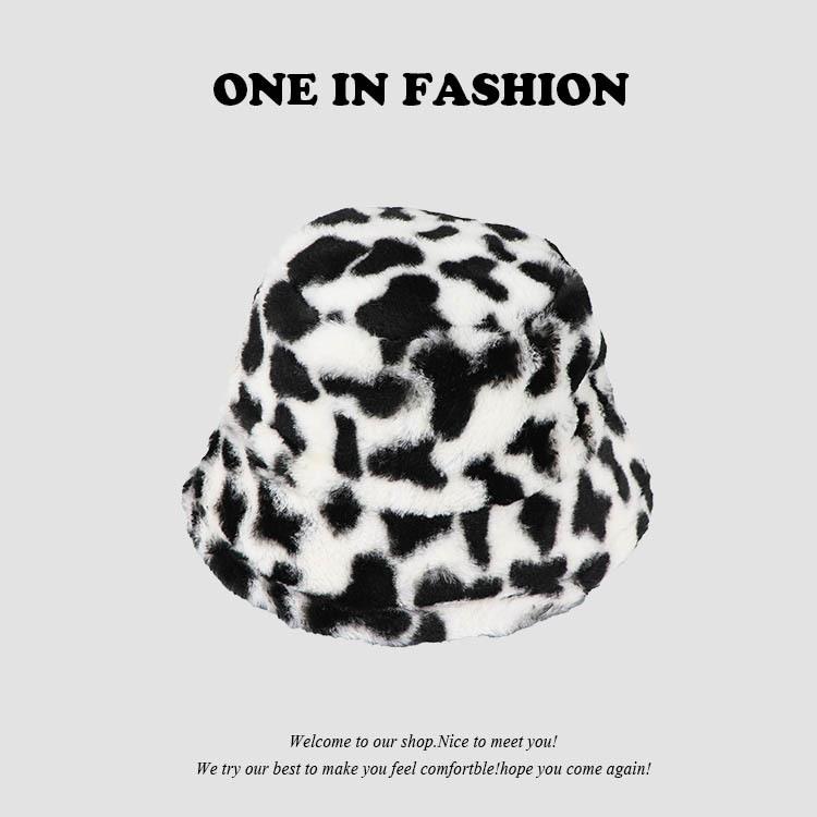 

Winter Outdoor Vacation Lady Panama Black Solid Thickened Soft Warm Fishing Cap Faux Fur Bucket Hat For Women, White