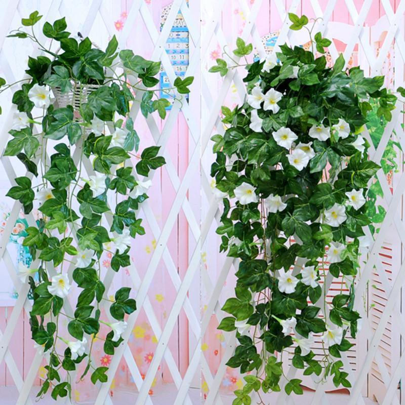 

1Pc Artificial Morning Glory Vine Hanging Wall Plant Garland Fake Greenery Leaf Artificial Plants Garden Wall Fence Window Decor1, Yellow