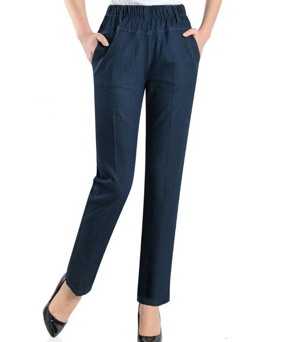 

New Electric Breeze Pants Women Plus Size L- Occasional Belt Ankle-length Brim K763, Blue
