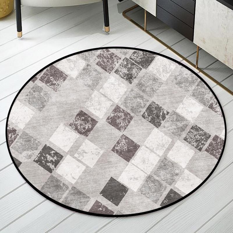 

Retro Geometric Rhombus Pattern Round Carpet Floor Mat Soft Carpets For Living Room Anti-slip Rug Bedroom Decor Carpet1, As pic