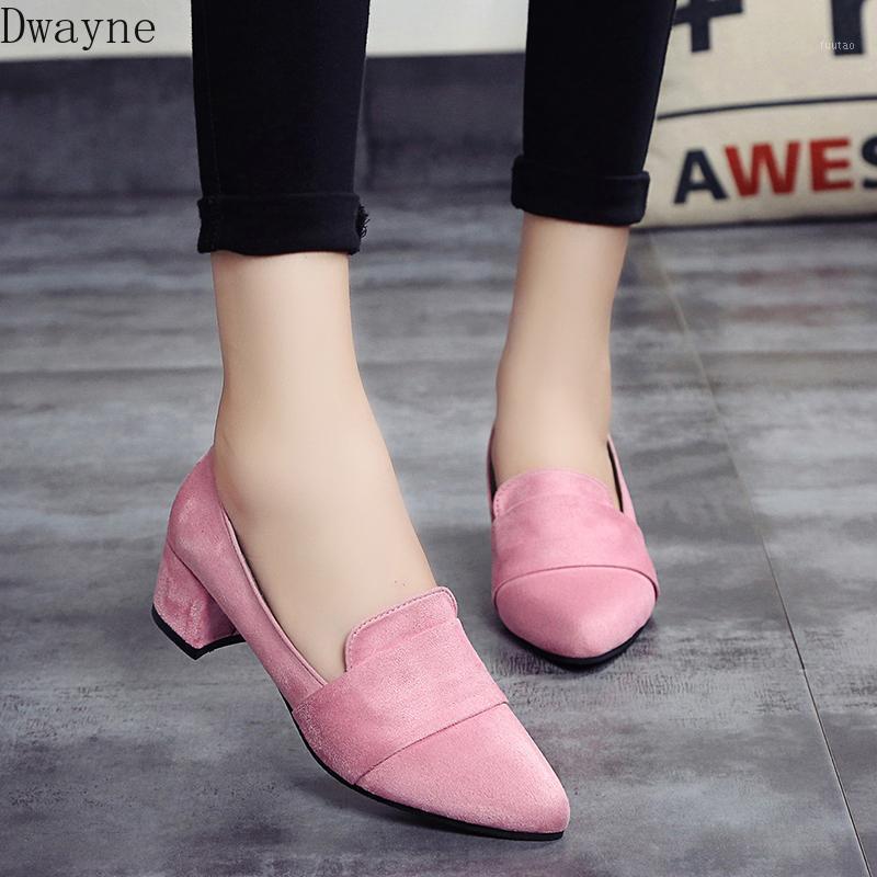 

2020 new thick heel pointed shallow mouth comfortable wild professional commute single shoes female tide1, Pink