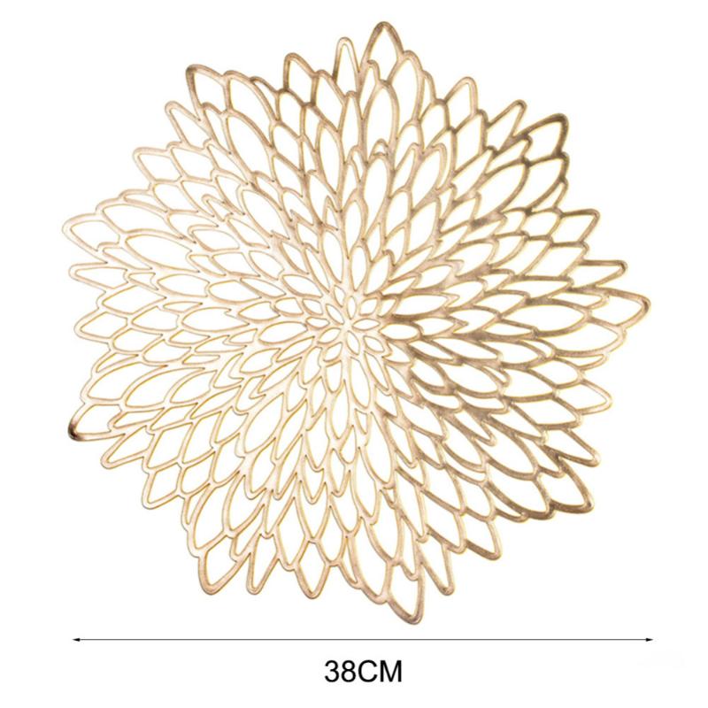 

Home Table Bowl Mats PVC Placemat For Dining Table Hollow Pad Pads Plastique Creux Pad Rond Baroque Silver