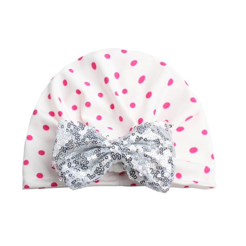 

New 10pcs 2020 Baby Caps Children Cotton Cap Shiny Bownot Knit Children Dots Hats for Kids beanie Gorro Skullies Hat