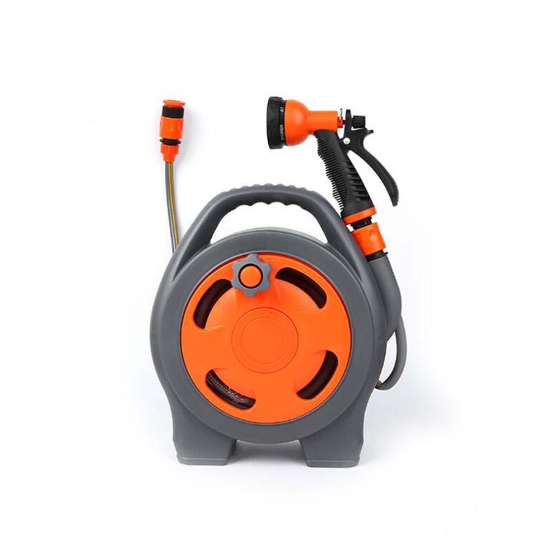 

12m Garden Water Gun Garden Water Cart Hose Reels Set Holder Rack Hose Storage Irrigation Supplies Washing Car Sprinkle Tools, Orange