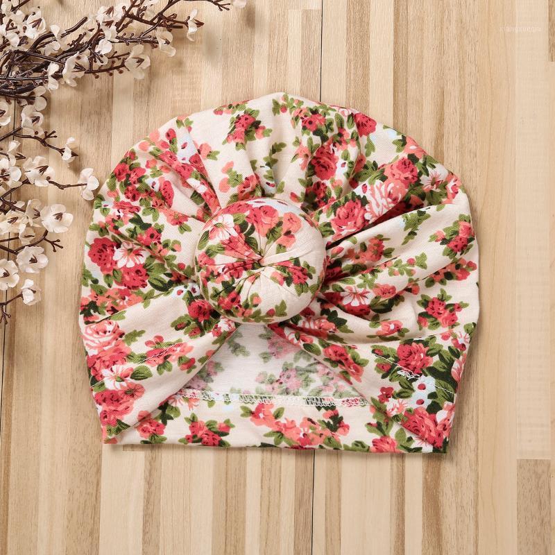 

0-2Y Colorful Floral Printed Infant Baby Turban Toddler Kids Boy Girl Soft Cotton Self Tied Stretch Lovely all seasons Hat1