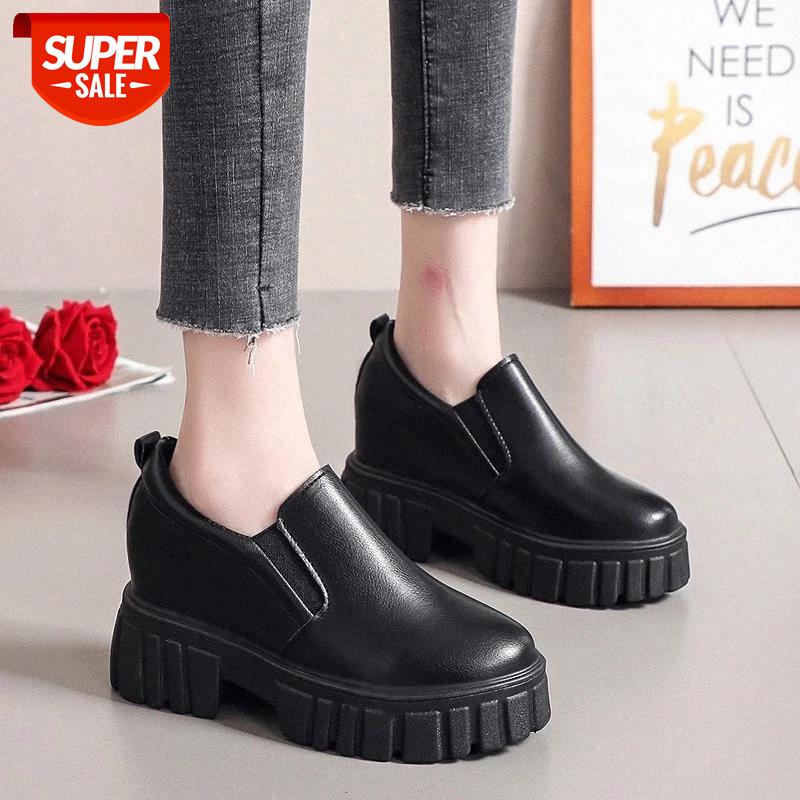 

Lucyever Black Hidden Heels Pu Leather Shoes Woman Round Toe Platform Heels Pumps Women Slip on Wedges Casual Shoes Ladies 2021 #cO74