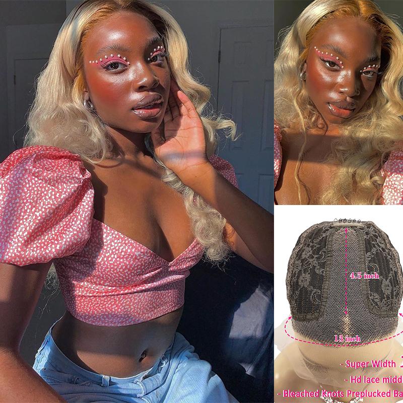 

Hd Transparent Ombre 613 Blonde Lace Front Wigs Remy Body Wave Human Hair Lace Front Wigs Pre Plucked Brazilian For Black Women, Ombre blonde