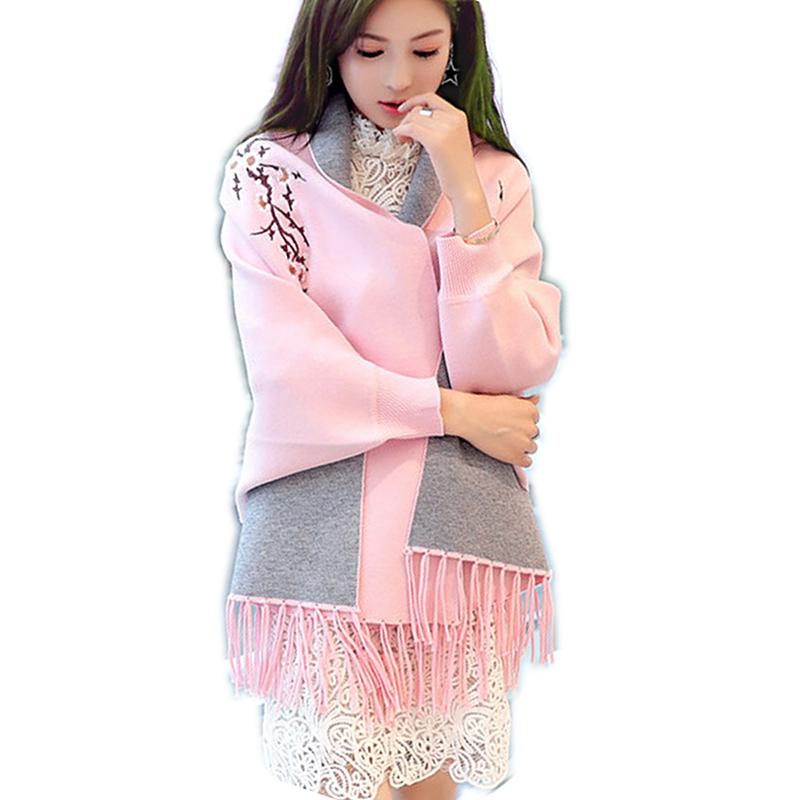 

Women Bat Cardigan Coat Cashmere embroidery Flower Kimono Asymmetric Casual Knitted Sleeve Fashion Loose Sweater Women Cardigans, Black