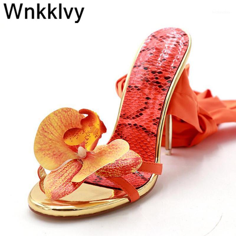 

Sexy Runway Shoes Satin Ankle Strappy Women Gladiator Sandal feather Shoe Rhinstone Flowers Decor Yellow Red high Heels1