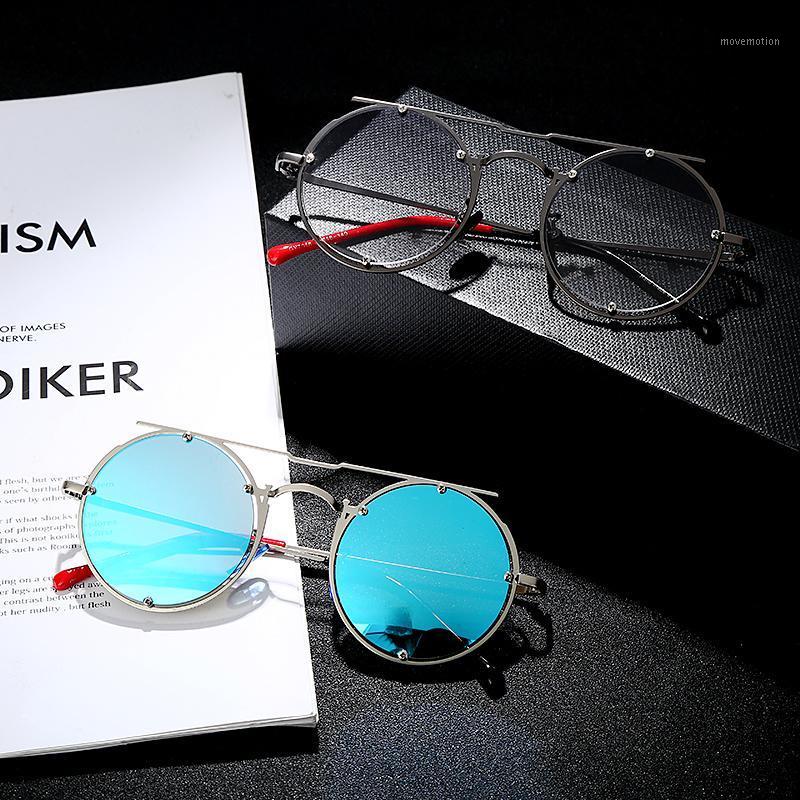 

Man Sunglasses Round frame Frame Sunglasses For metal Female Oculos Masculino Mirror Eyewear Punk retro1