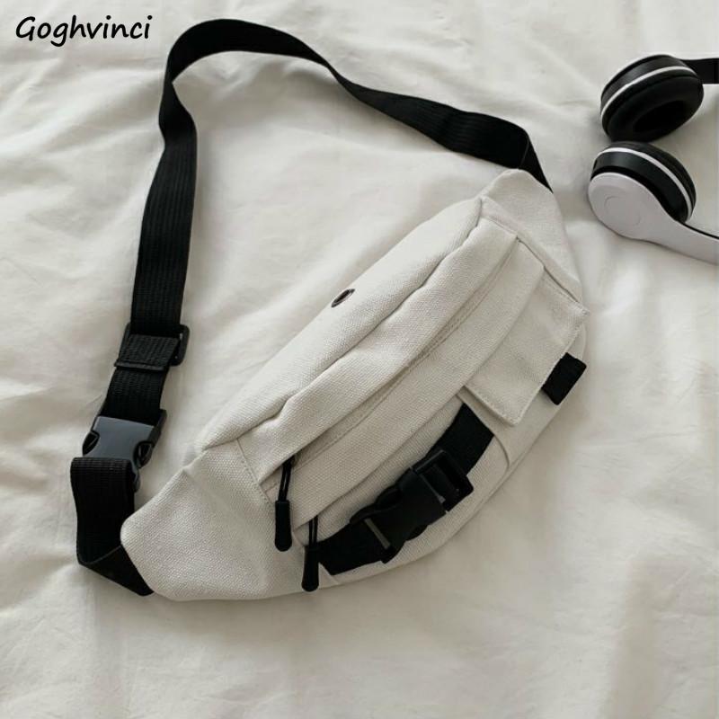 

Canvas Waist Bags Fanny Packs Cross Body Belt Bag Leisure Fashion Simple Harajuku Students Handbags Street-style Ulzzang Daily, Sky blue
