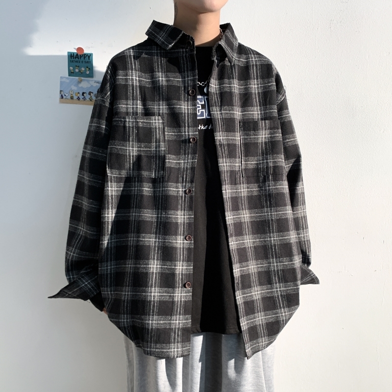 

2021 New Beach Plaid Shirt for Autumn Spring Clothes Long Sleeve Shirts of Men Oversized 5xl 1BX6, C3002 7