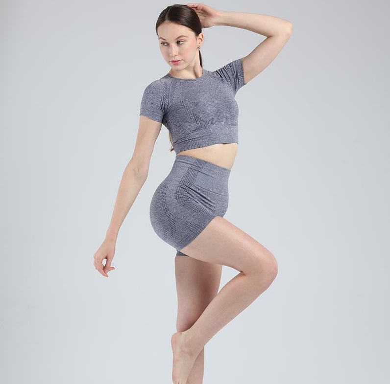 

Woman Sportwear two pieces set Yoga Seamless Gym Set Crop Top Bra Pad Elastic high waist yoga pant Yoga Outfit fitness set Gym wear Clothing, Color-9