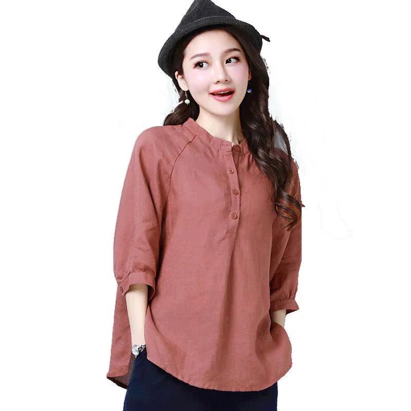

Summer plus size cotton casual shirt ladies comfortable loose shirt 2020, Beige