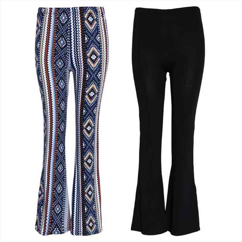 

Womens Elastic Bell-bottom Trousers Flared Hem Knitted Pants Leggings, Black