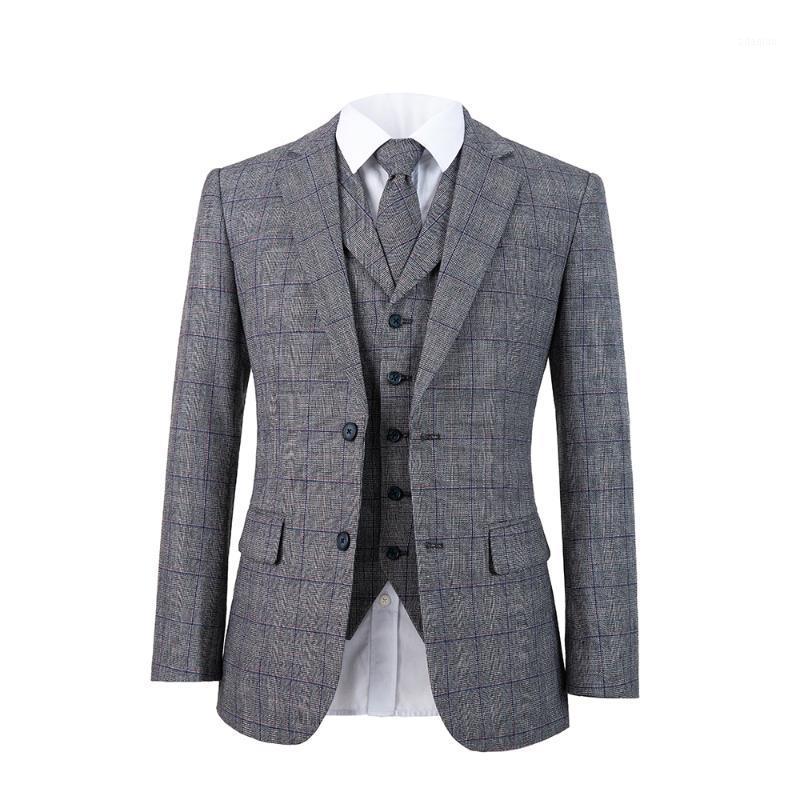 

tailored Wool woolen grey color Retro gentleman style suits for men wedding party dresses custom made slim fit men 3 piece suits1, Jacket pants vest
