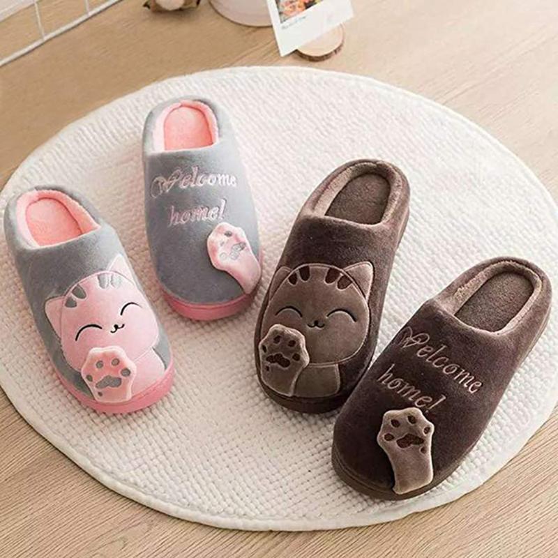

Women Winter Home Slippers Unisex Cartoon Cat Shoes Non-slip Soft Winter Warm House Slippers Indoor Bedroom Couples Floor Shoes, Type3 green