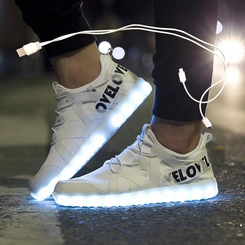 

New LED Shoes Fiber Optic Shoes for girls boys men women USB Charging light up shoe for Adult Glowing Running Sneaker #wG0d