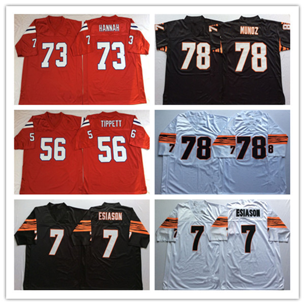 

NCAA Men Vintage MN Jersey Football 7 Boomer Esiason 78 Anthony Munoz 73 John Hannah 56 Andre Tippett Red Black White, As pic