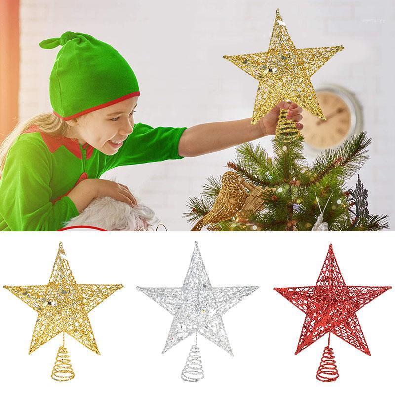 

12/15/20cm Glitter Christmas Tree Topper Star Red Gold Silver Iron Star Xmas Tree Decoration Ornaments Table Top Toppers Decor1