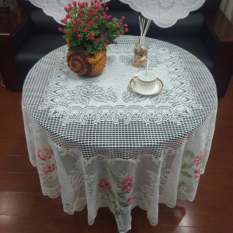 

Lace Tablecloth Round White IN HAND Floral Rose Cover Elegant Dining Table fashion Banquet Wedding Party Table Cover Decoration