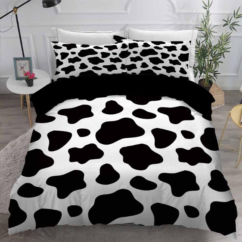 

2/3 Pieces Cow Animal Bedding Sets 3D Print Duvet Cover Set Black White Bed Quilt Cover  Queen King Set(No Sheets, As picture