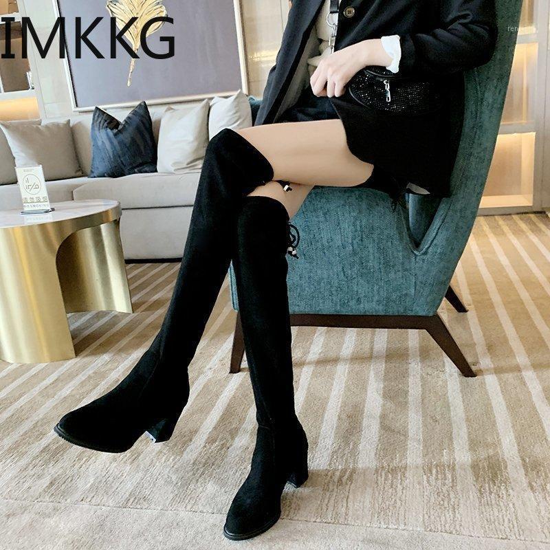 

Autumn Women Fashion Sexy Stretch Long Boots Woman Faux Suede Square Head Chunky Heel Knee-high Boots Winter1, Danli 6cm