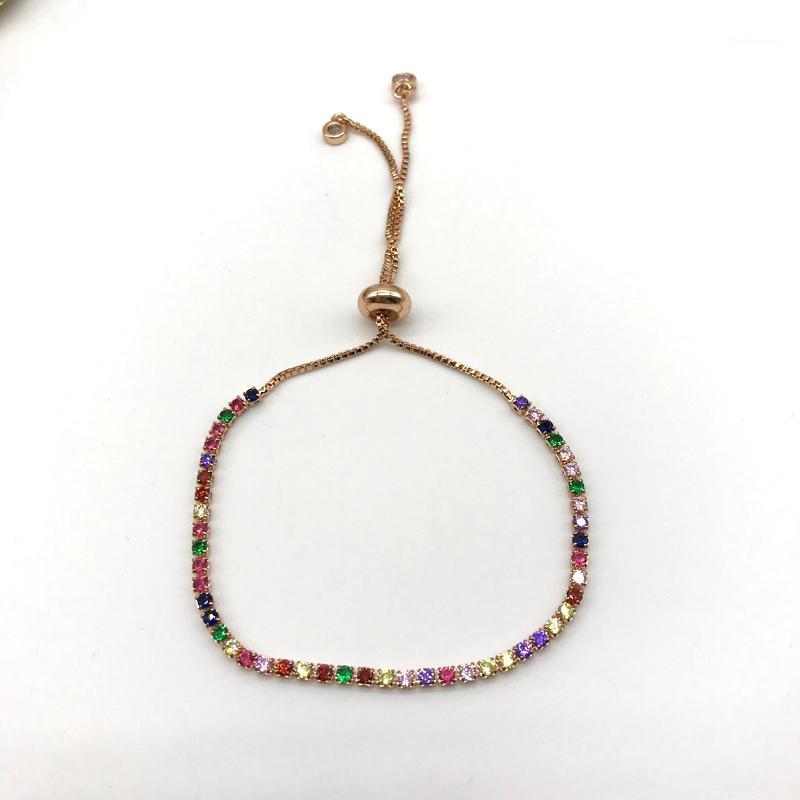 

5pcs/lot Most Popular Rainbow cz Adjustable Bracelets Pull Tie Jewelry for women1