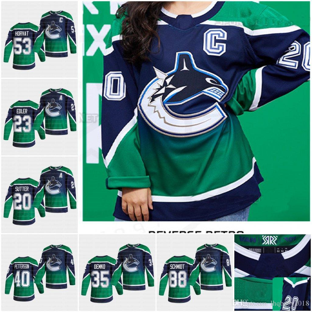 

Vancouver Canucks Bo Horvat 2021 Reverse Retro Jersey Adam Gaudette Quinn Hughes Brandon Sutter Holtby Benn Demko Pettersson Alexander Edler, 2021 reverse retro jersey men s-3xl