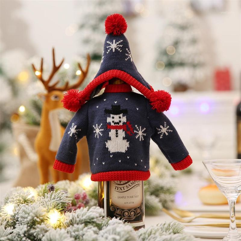 

AUGKUN Christmas Knitted Wine Bottle Cover Set Christmas Decorations1