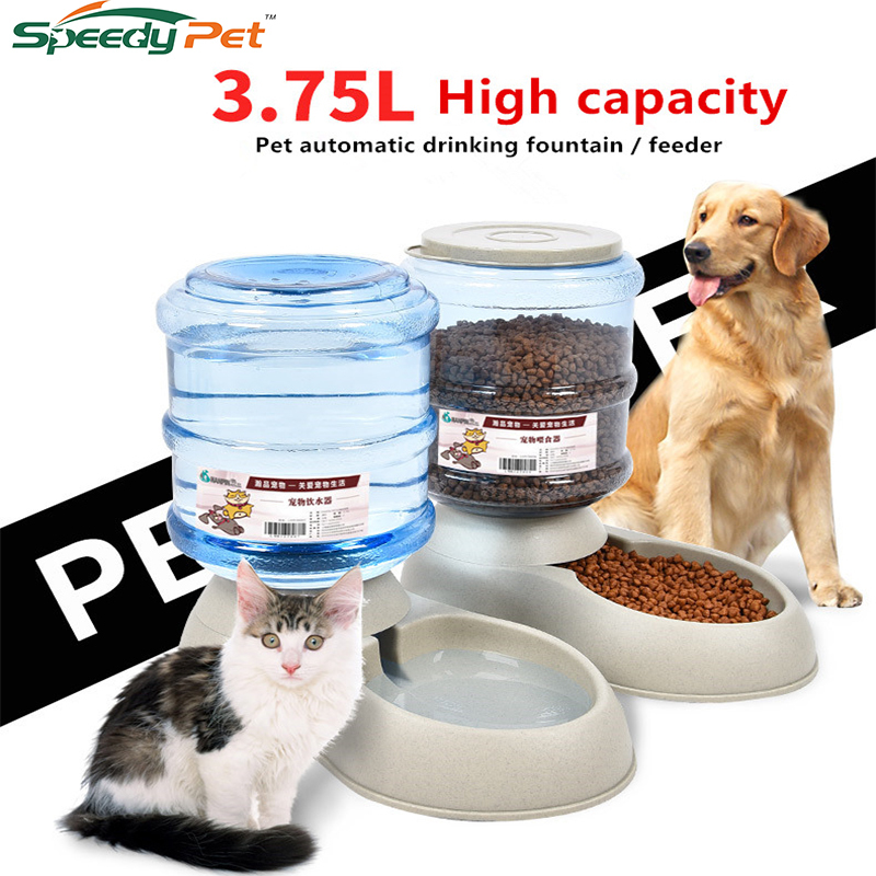 

3.75L Automatic Pet Water Feeder Fountain Self-Dispensing Gravity Dog Cat Water Food Dispenser Bowl Pet Feeder and Waterer Y200917