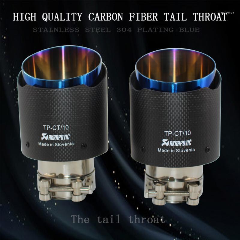

Akrapovic Car Exhaust Tail Pipes matte Carbon Muffler Tip Tail End Universal Stainless Steel Straight Flange blue For E461