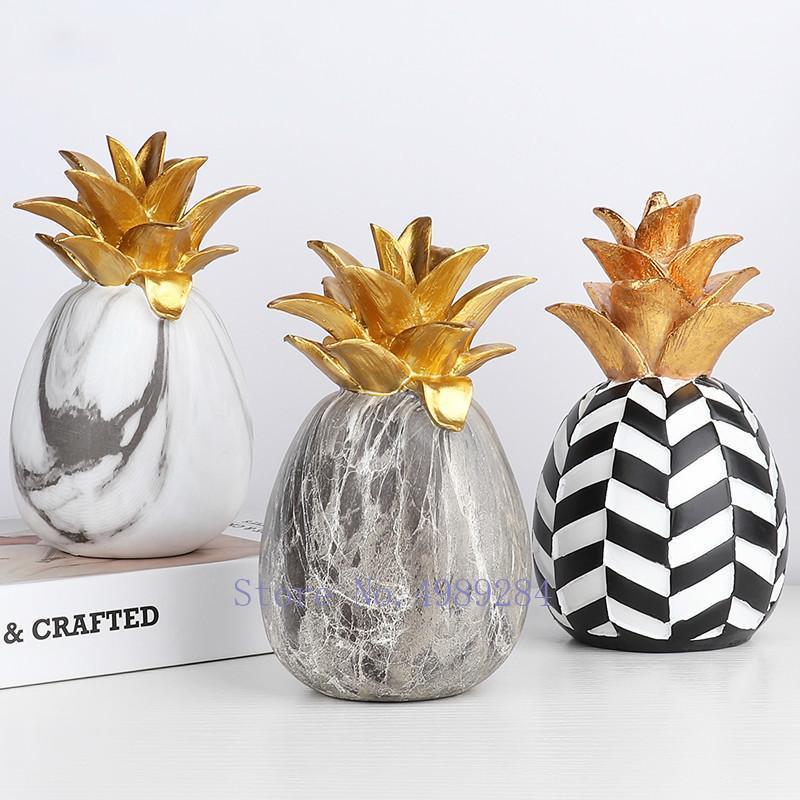 

Creativity Resin Pineapple Golden Simulation Fruit Abstract Crafts Marbling Modern Home Decoration Miniature Figurines1
