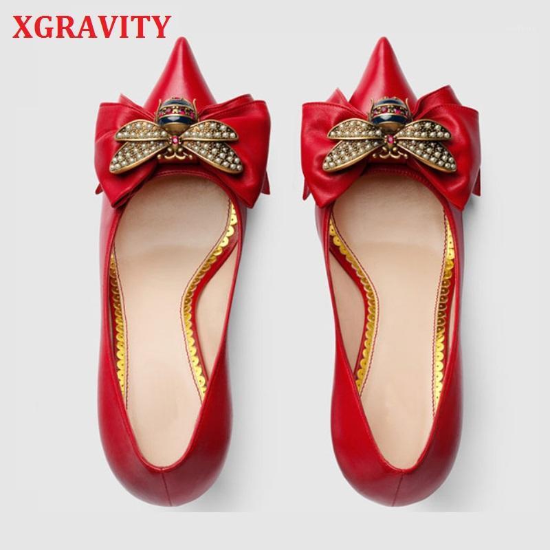 

XGRAVITY Thin Sexy Heel Design Shoes Popular Bee Designer Charming Bridal Woman Dress Shoes Sexy Girl Lady Point Toe A1301, Black 5cm heel