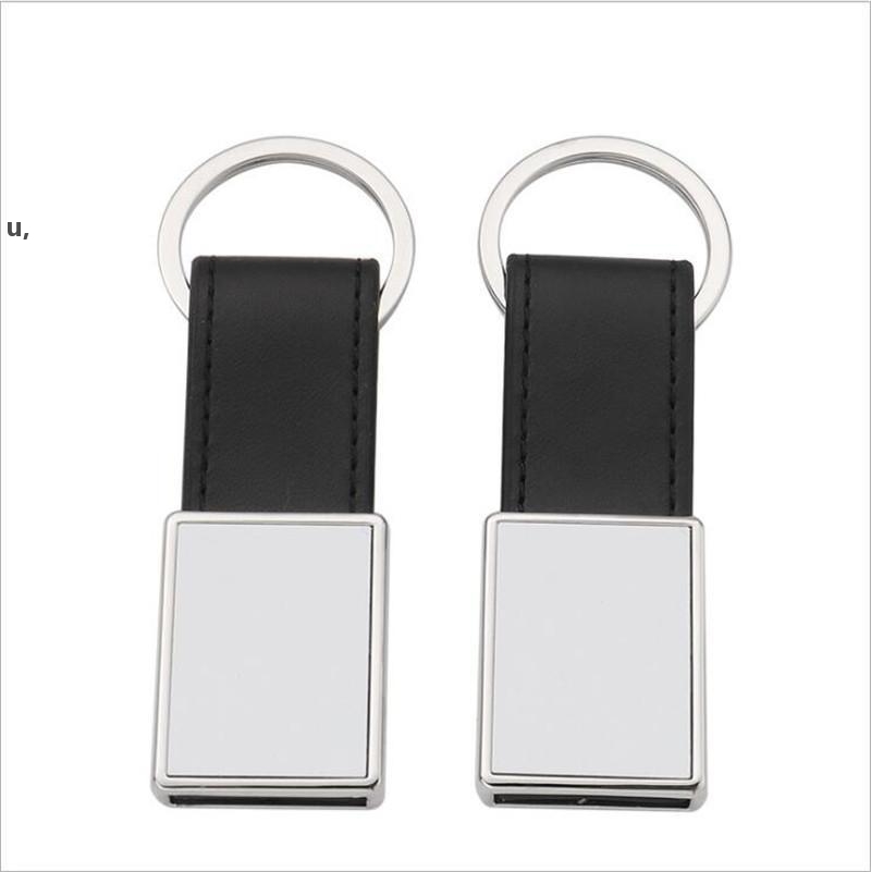 

DHL Personalized Metal Keychain Favor Sublimation House-shape Keyring with PU Leather Ring Unique Rectangle Souvenir Key Pendant RRE12301