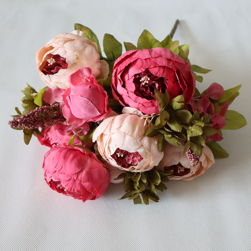 

Core-Spun Peony Bouquet Wedding Home Floral Simulation Flower Peony Flower