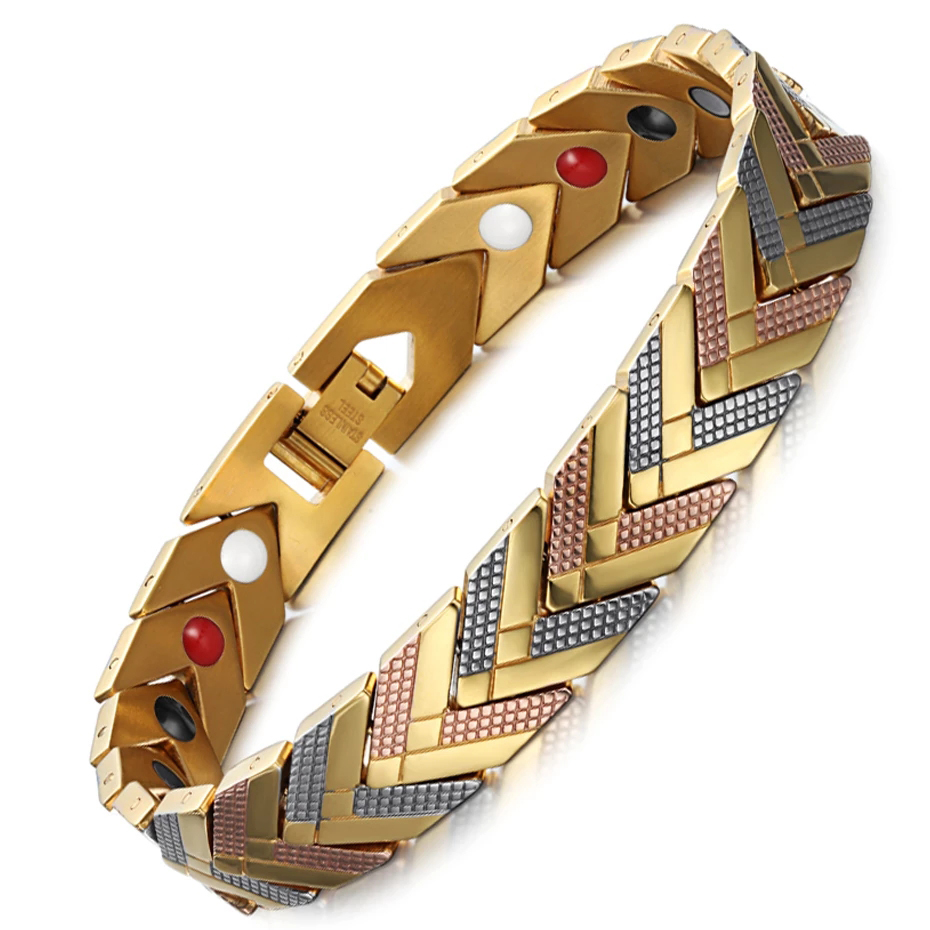 

Gold Magnetic Bracelets Bangle for Women Men 4 in 1 Health Care Bio Energy Germanium Healing Female Jewelry for Arthritis, Golden;silver