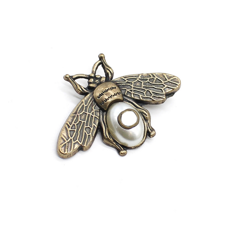 

Vintage Bee Brooch with Stamp Retro Pearl Insect bees Brooches Suit Lapel Pin Fashion Jewelry Accessories, Gray